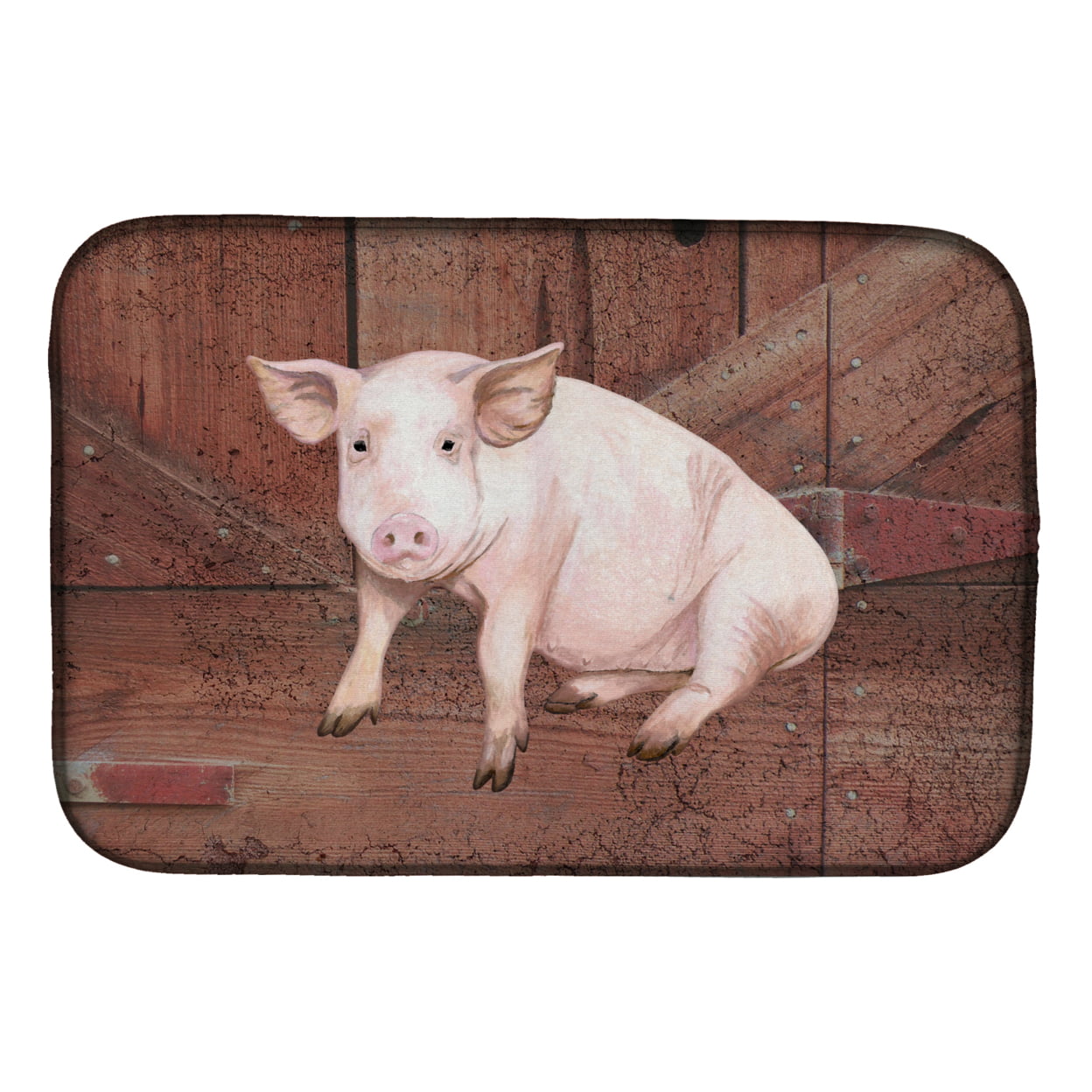 Picture of Carolines Treasures SB3072DDM Pig at the Barn Door Dish Drying Mat