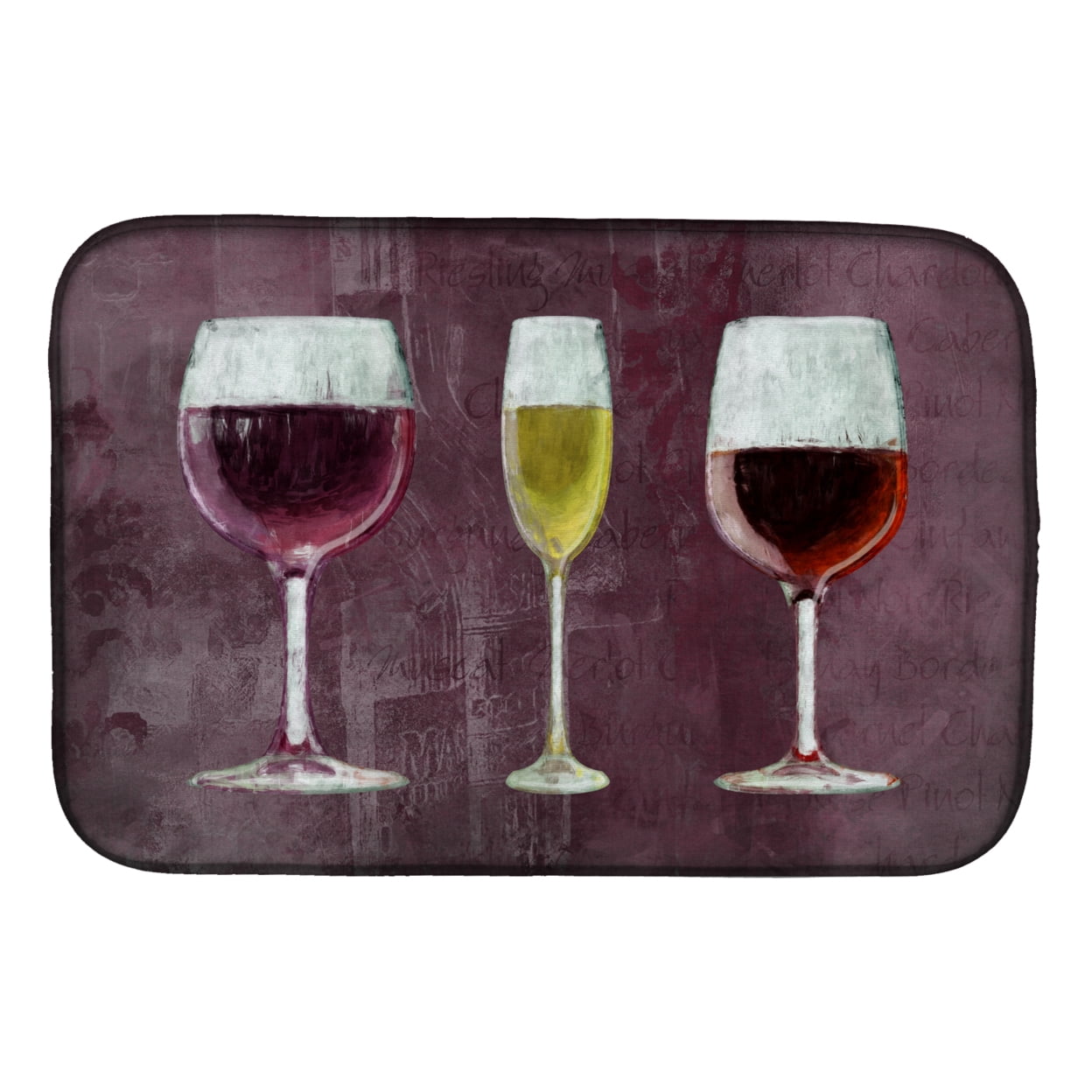 Picture of Carolines Treasures SB3073DDM Three Glasses of Wine Purple Dish Drying Mat