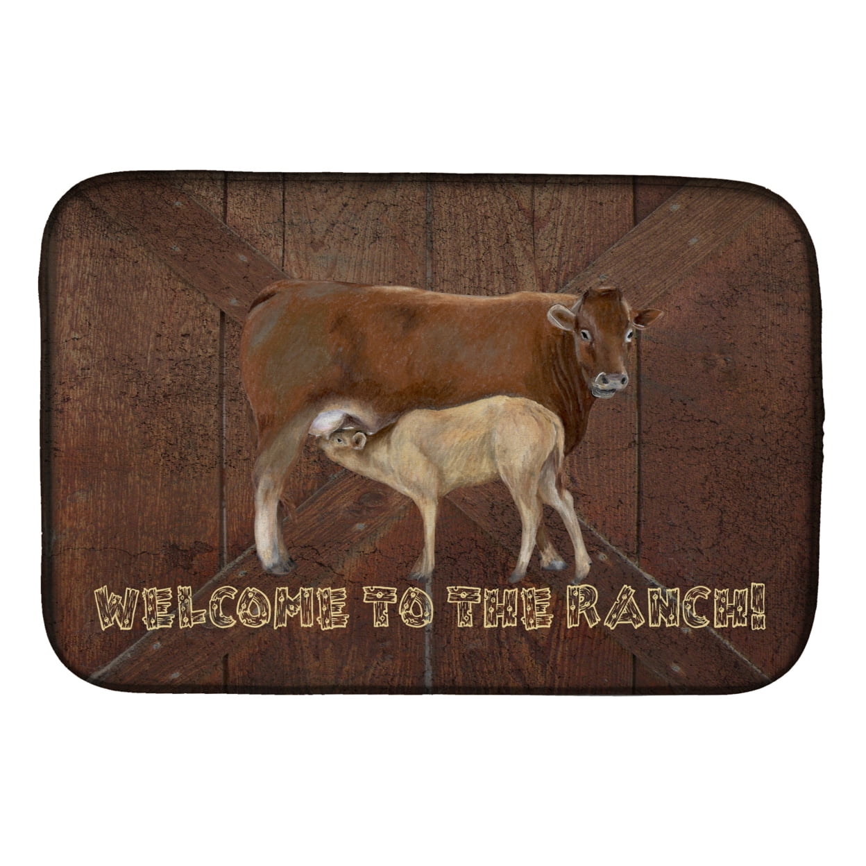 Picture of Carolines Treasures SB3084DDM Welcome to the Ranch With the Cow & Baby Dish Drying Mat