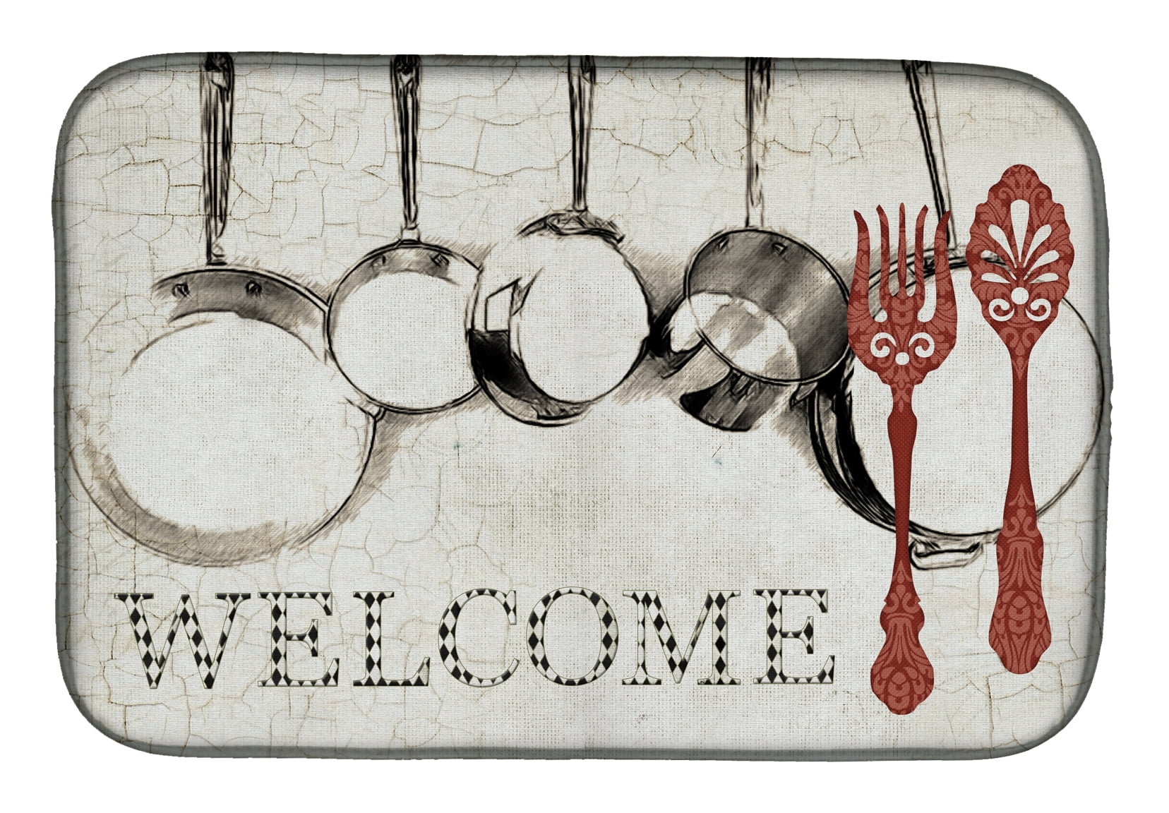 Picture of Carolines Treasures SB3087DDM Pots & Pans Welcome Dish Drying Mat