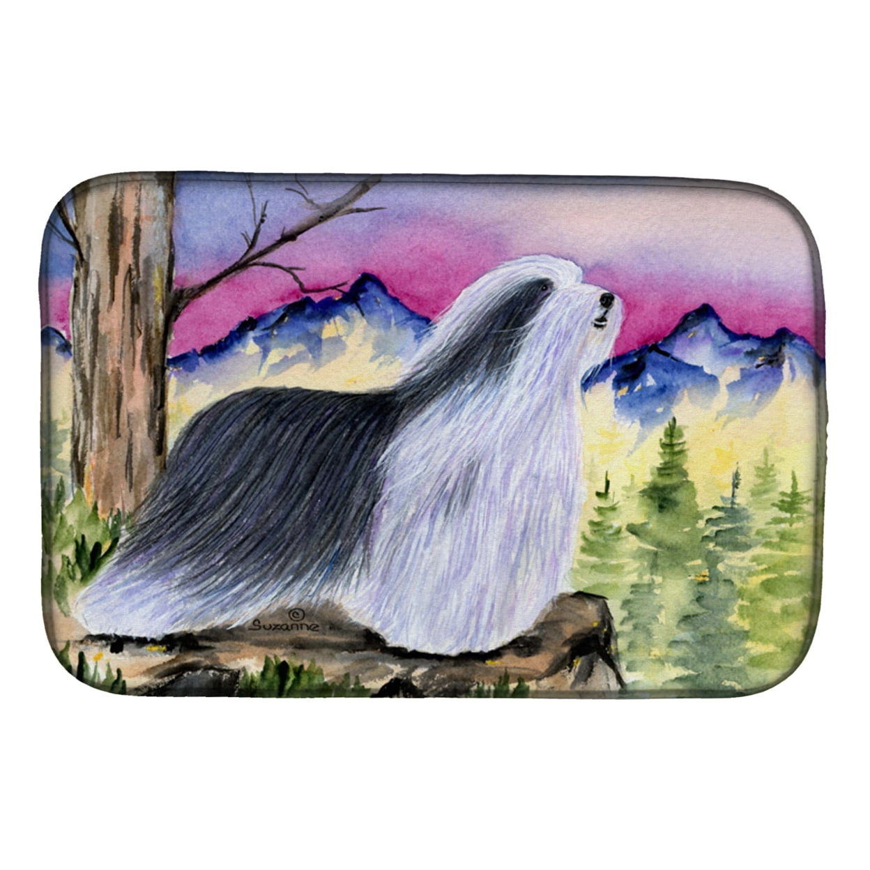 Picture of Carolines Treasures SS8338DDM Bearded Collie Dish Drying Mat