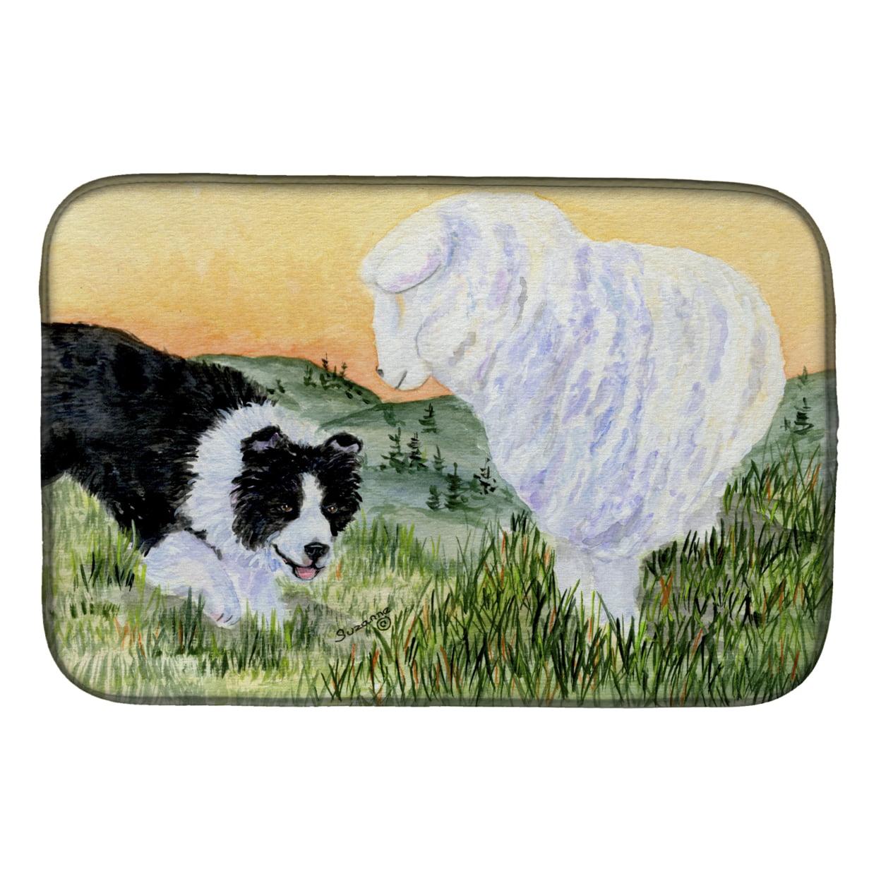 Picture of Carolines Treasures SS8103DDM Border Collie Dish Drying Mat