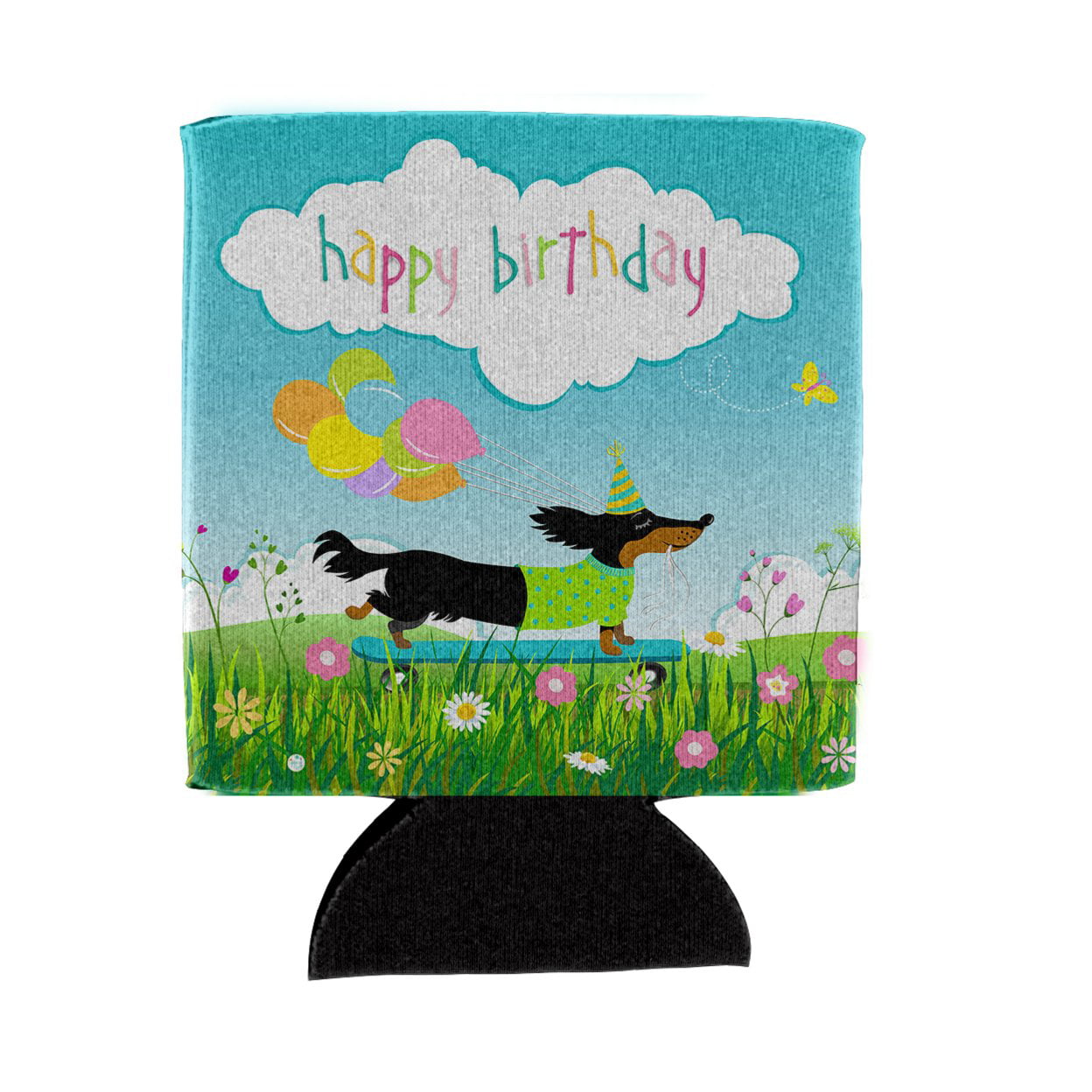 Picture of Carolines Treasures VHA3029CC Happy Birthday Dachshund Can or Bottle Hugger