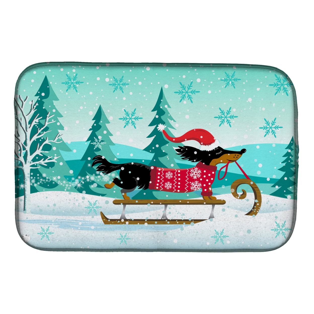 Picture of Carolines Treasures VHA3030DDM Merry Christmas Dachshund Dish Drying Mat