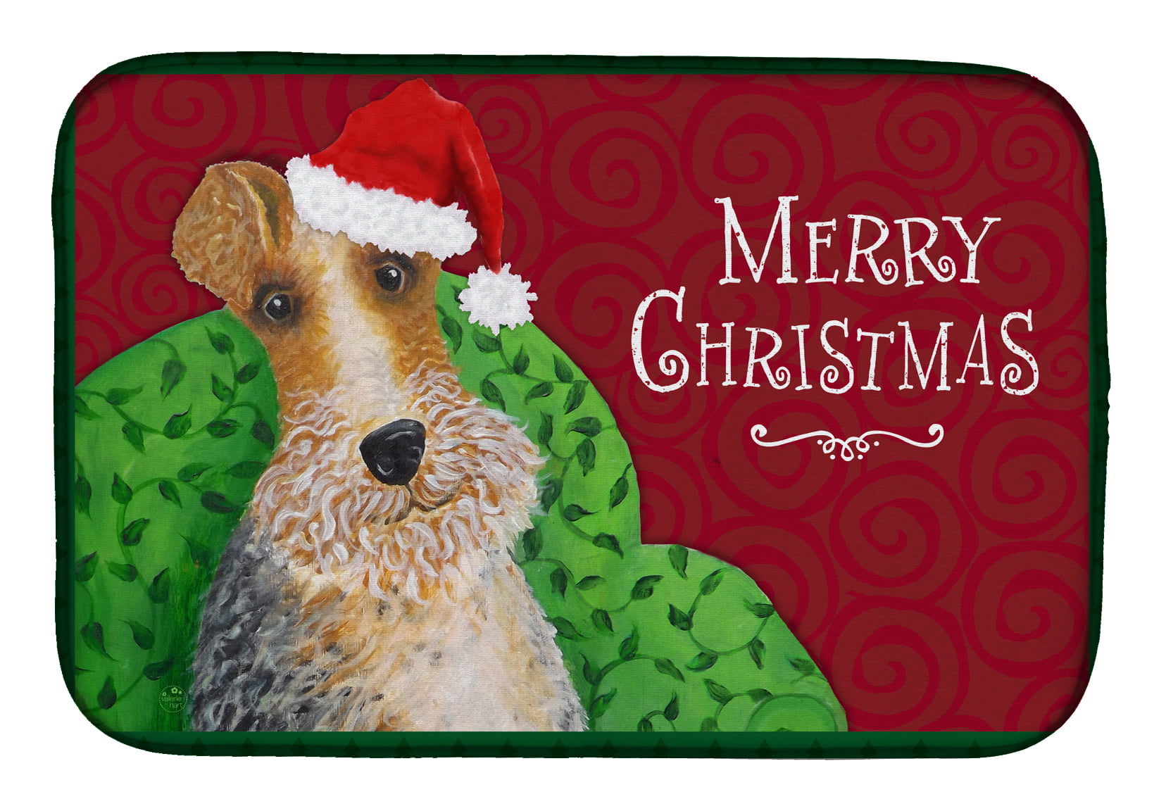 Picture of Carolines Treasures VHA3040DDM Wire Fox Terrier Christmas Dish Drying Mat