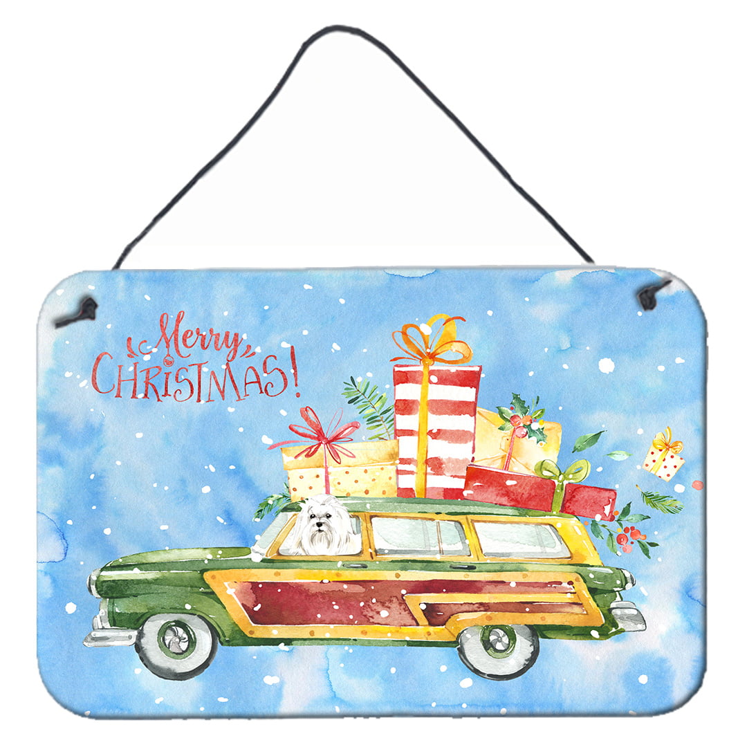 Merry Christmas Maltese Wall or Door Hanging Prints