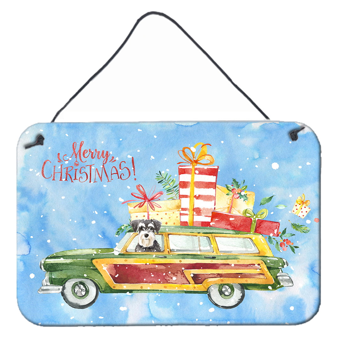 Merry Christmas Schnauzer Wall or Door Hanging Prints