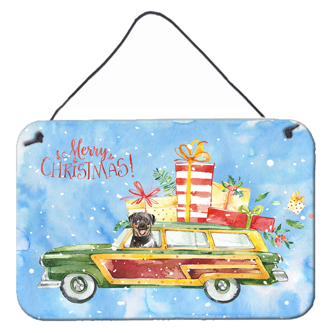 Merry Christmas Rottweiler Wall or Door Hanging Prints