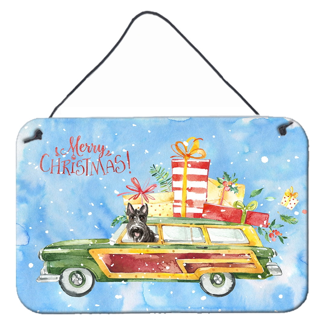 Merry Christmas Scottish Terrier Wall or Door Hanging Prints