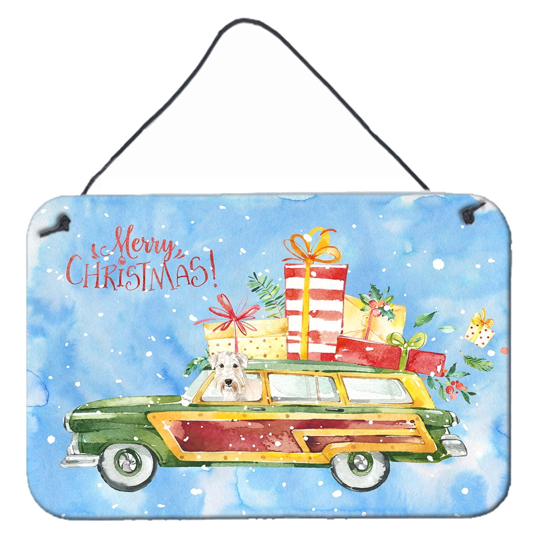 Merry Christmas Wheaten Terrier Wall or Door Hanging Prints