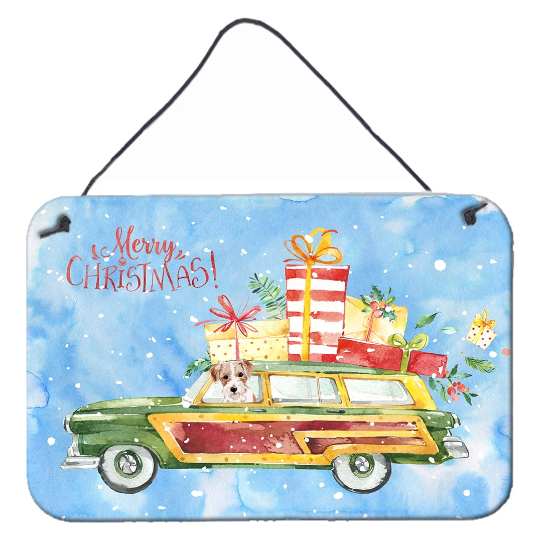 Merry Christmas Jack Russell Terrier Wall or Door Hanging Prints