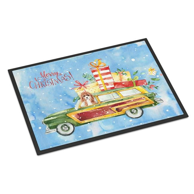 24 x 36 in. Merry Christmas Cavapoo Indoor or Outdoor Mat