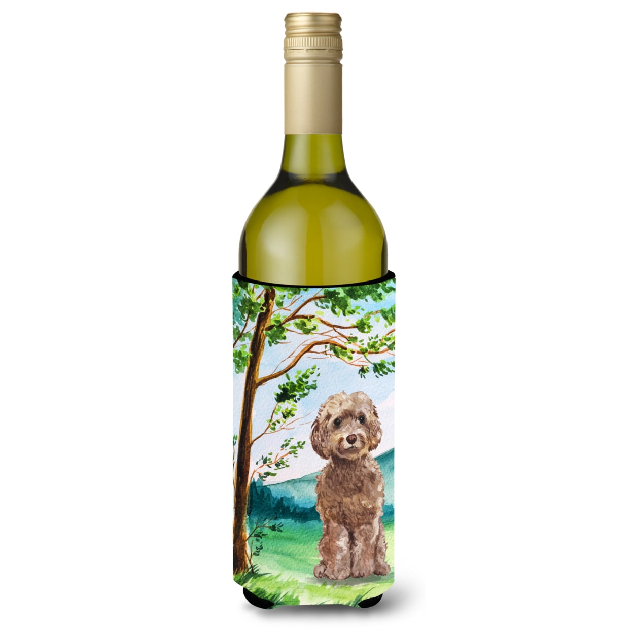 Picture of Carolines Treasures CK2023LITERK Under the Tree Labradoodle Wine Bottle Beverage Insulator Hugger