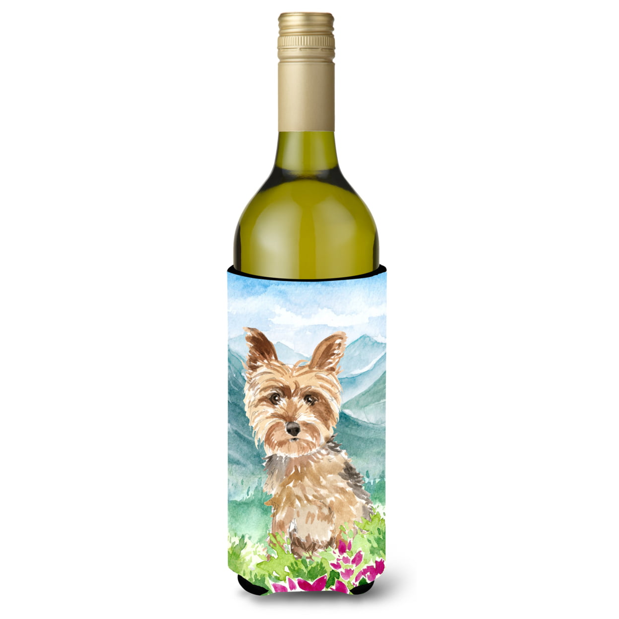 Picture of Carolines Treasures CK2512LITERK Mountian Flowers Yorkshire Terrier Yorkie Wine Bottle Beverage Insulator Hugger