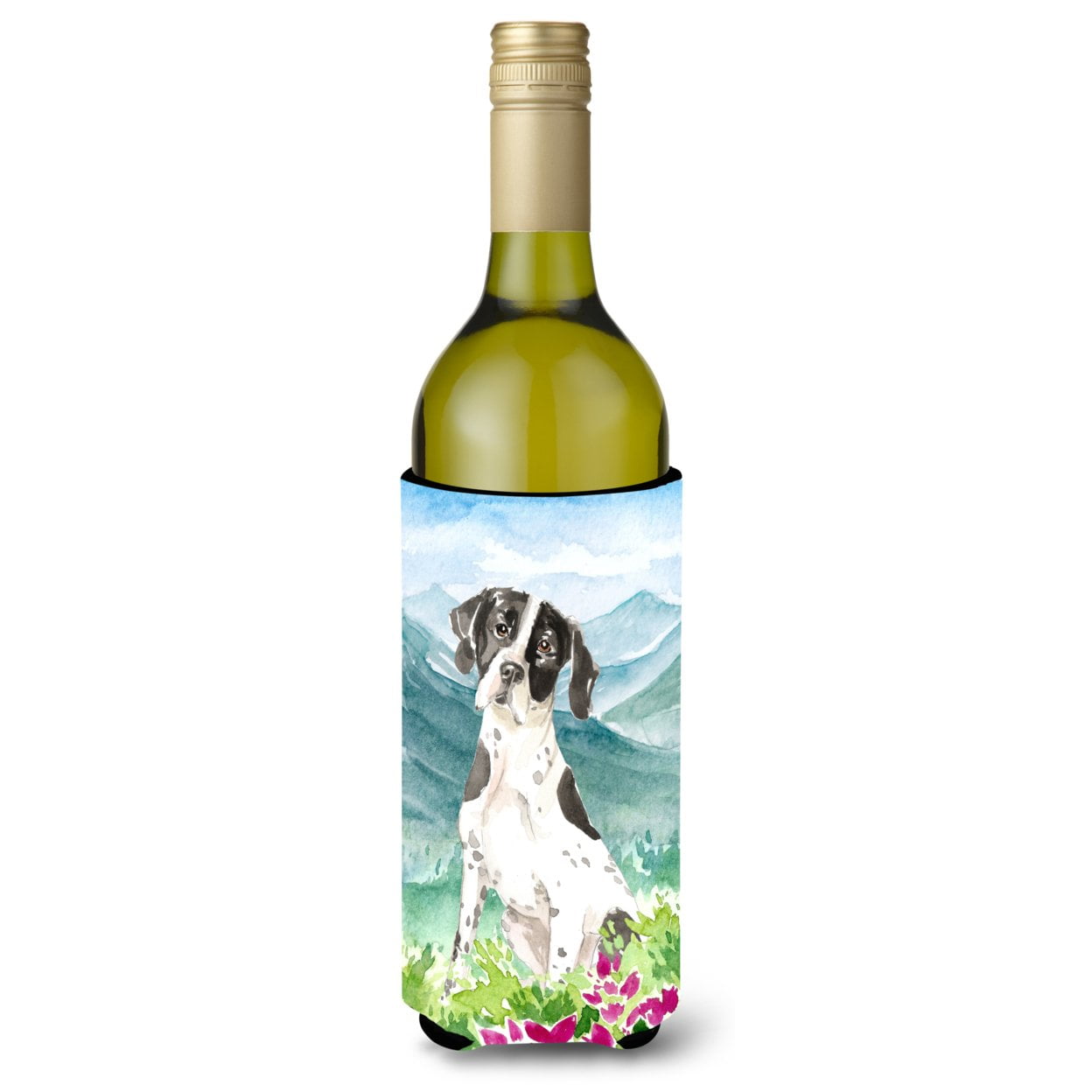 Picture of Carolines Treasures CK2538LITERK Mountain Flowers English Pointer Wine Bottle Beverage Insulator Hugger
