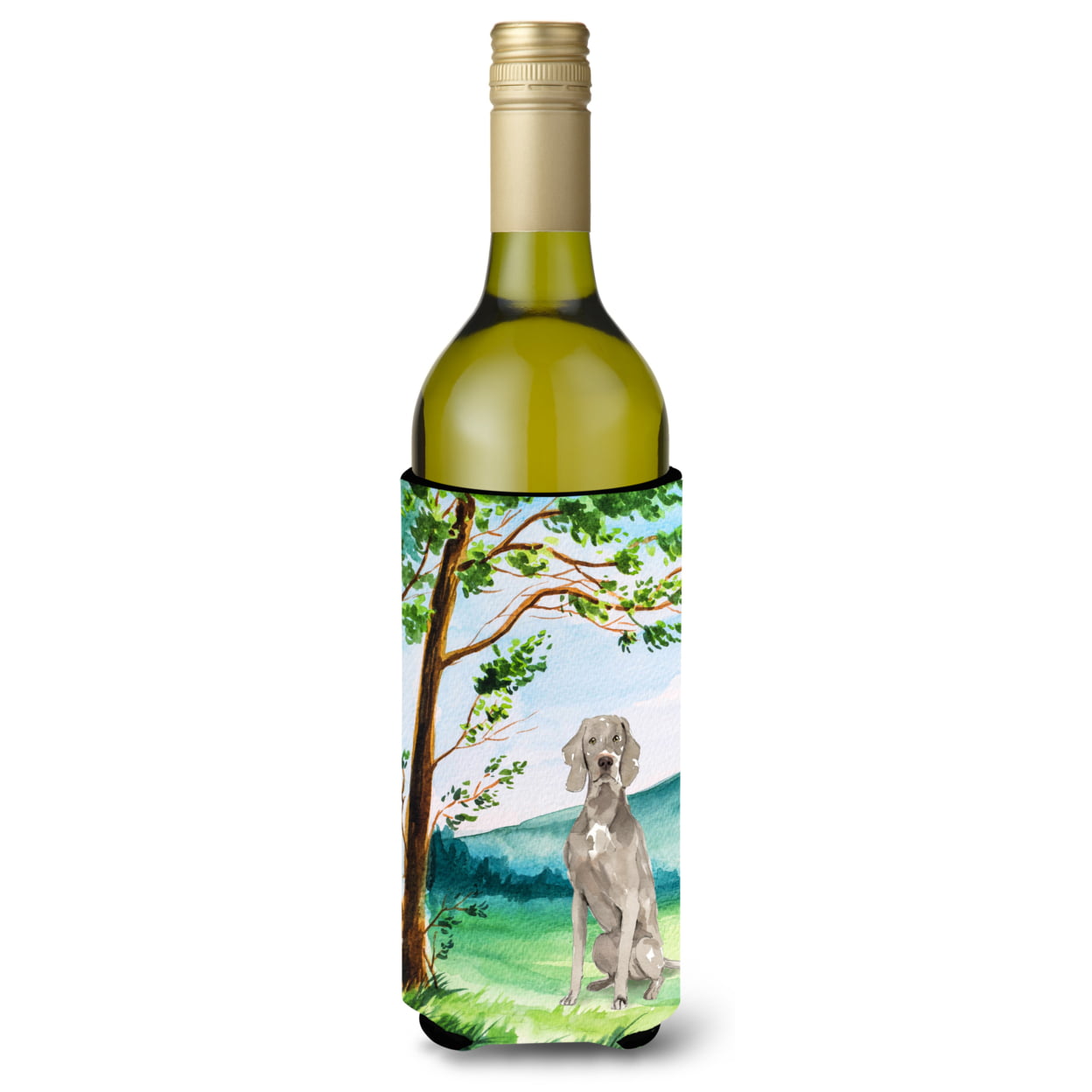 Picture of Carolines Treasures CK2553LITERK Under the Tree Weimaraner Wine Bottle Beverage Insulator Hugger
