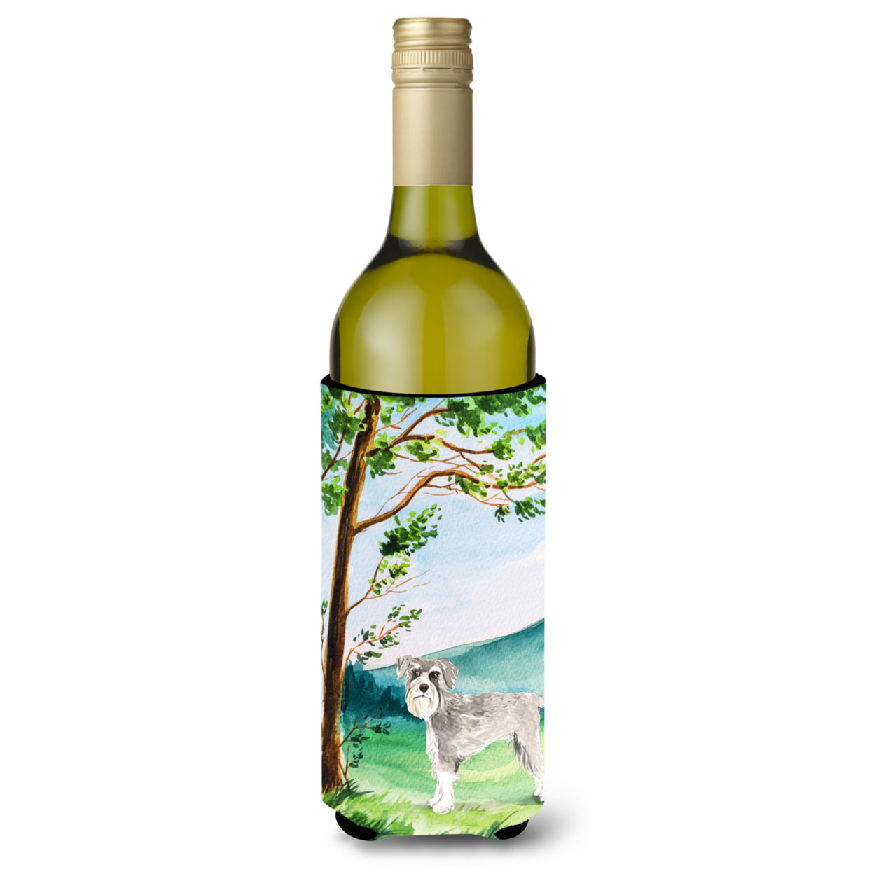 Picture of Carolines Treasures CK2560LITERK Under the Tree Schnauzer No.1 Wine Bottle Beverage Insulator Hugger