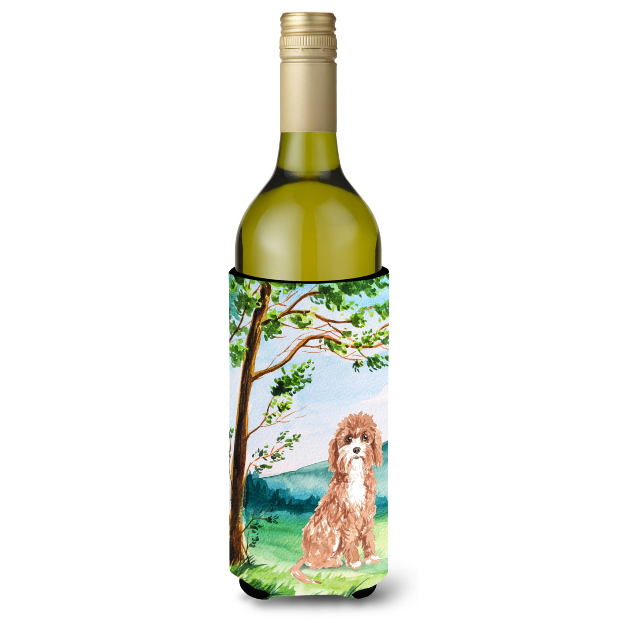 Picture of Carolines Treasures CK2575LITERK Under the Tree Cavapoo Wine Bottle Beverage Insulator Hugger