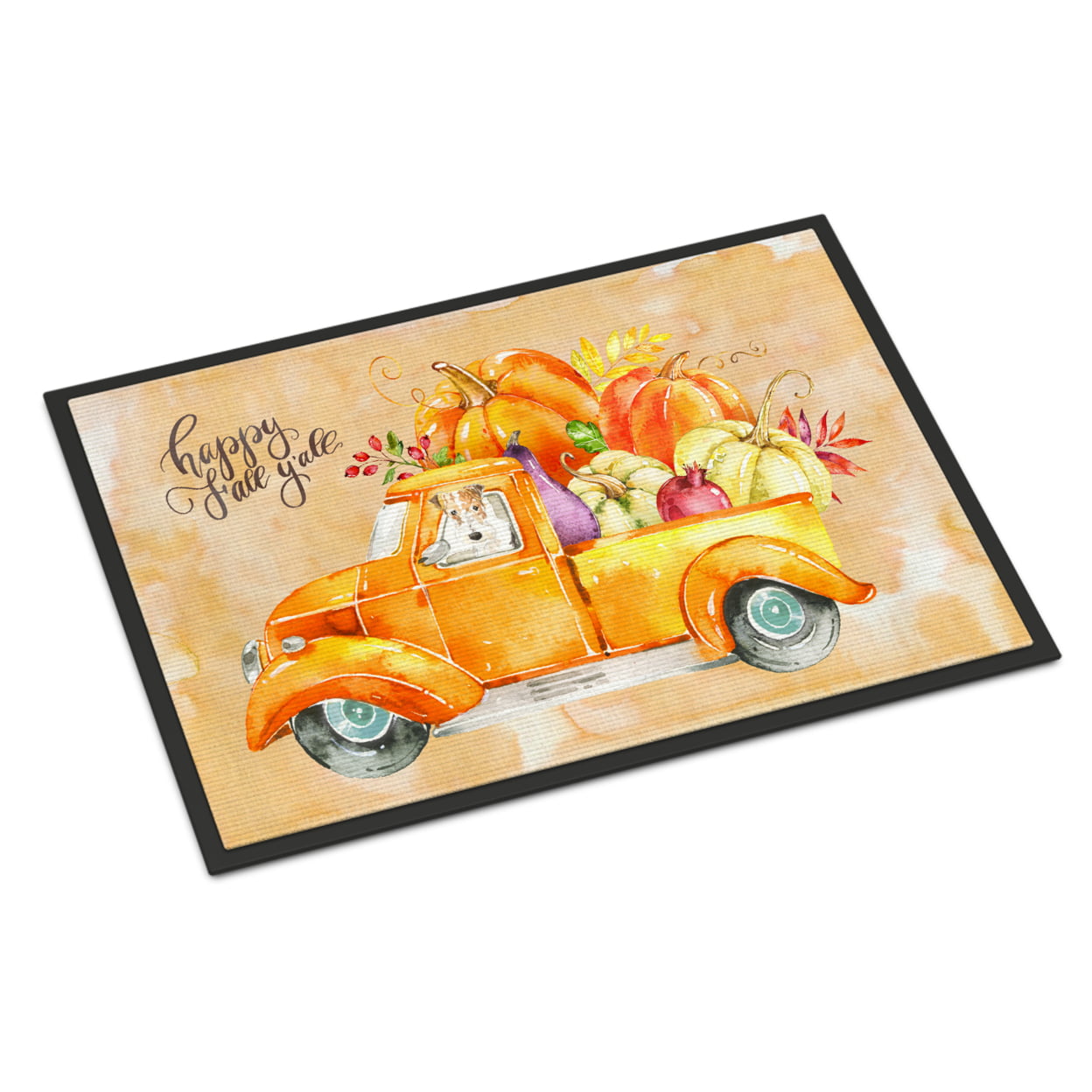 24 x 36 in. Fall Harvest Fox Terrier Indoor or Outdoor Mat