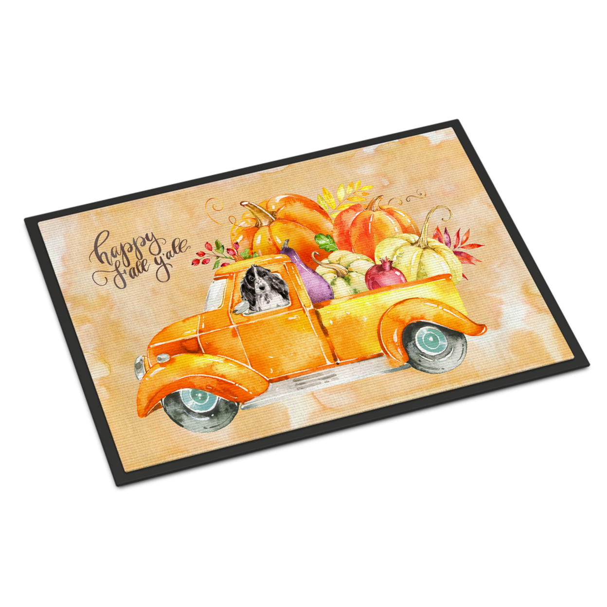 24 x 36 in. Fall Harvest Black Parti Cocker Spaniel Indoor or Outdoor Mat