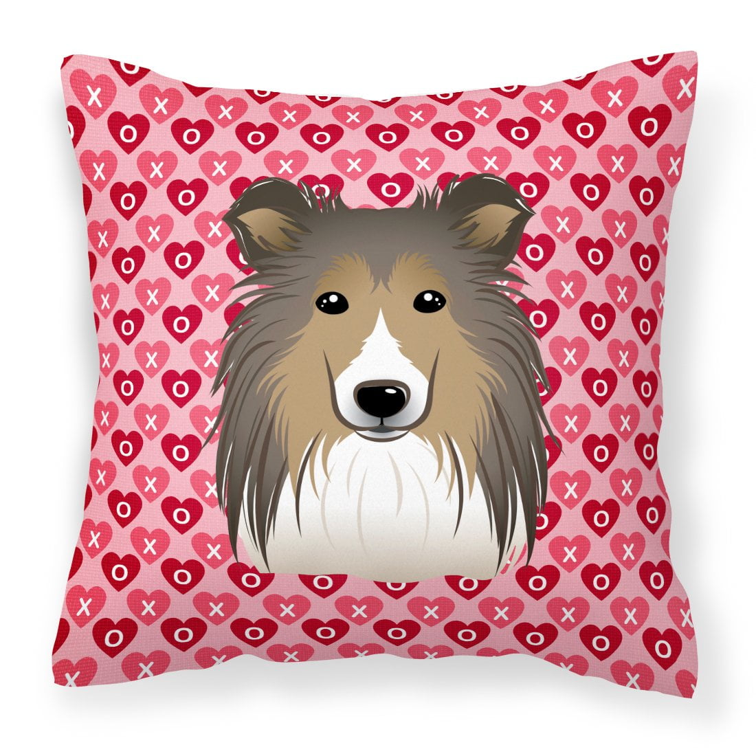 Sheltie Hearts Fabric Decorative Pillow