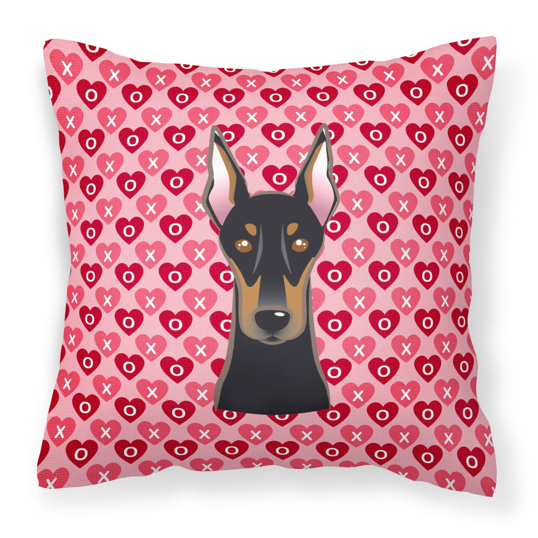 Doberman Pinscher Hearts Fabric Decorative Pillow