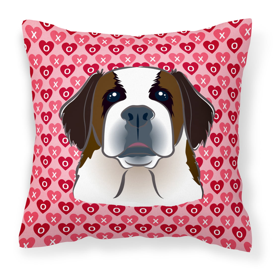 Saint Bernard Hearts Fabric Decorative Pillow