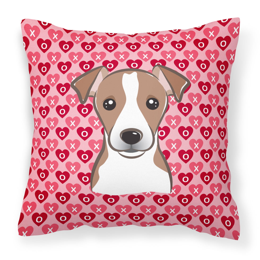 Jack Russell Terrier Hearts Fabric Decorative Pillow