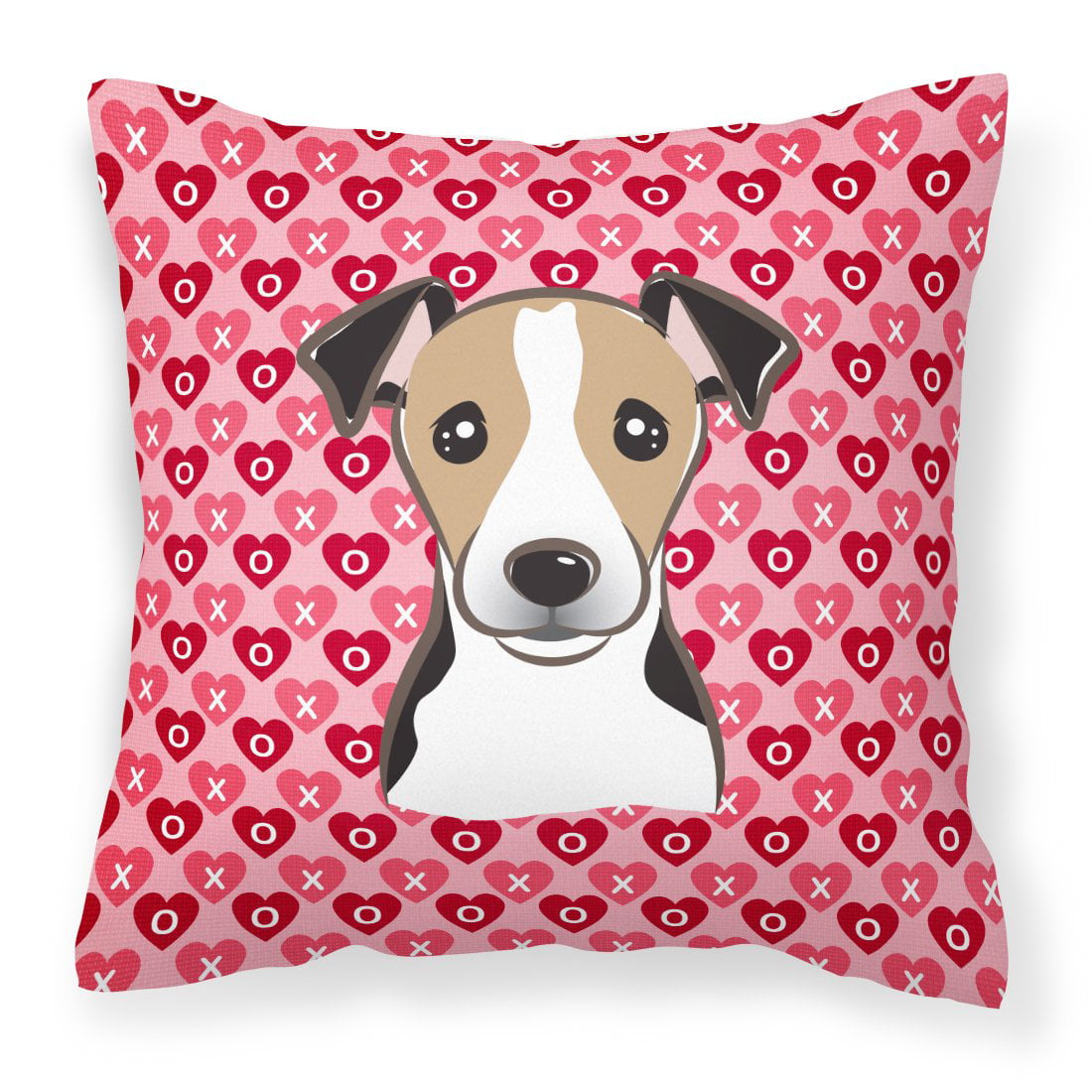 Jack Russell Terrier Hearts Fabric Decorative Pillow