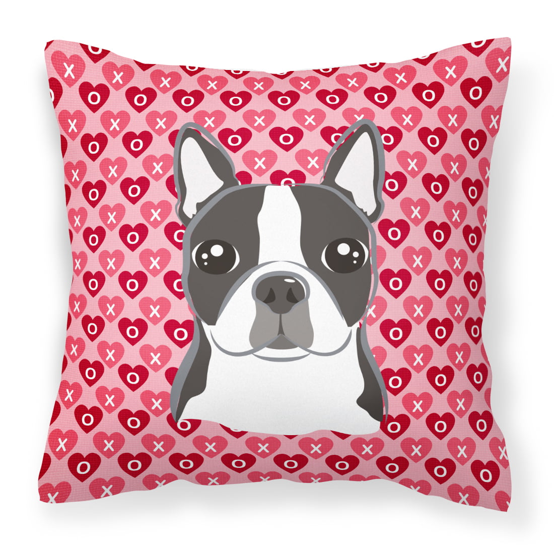 Boston Terrier Hearts Fabric Decorative Pillow