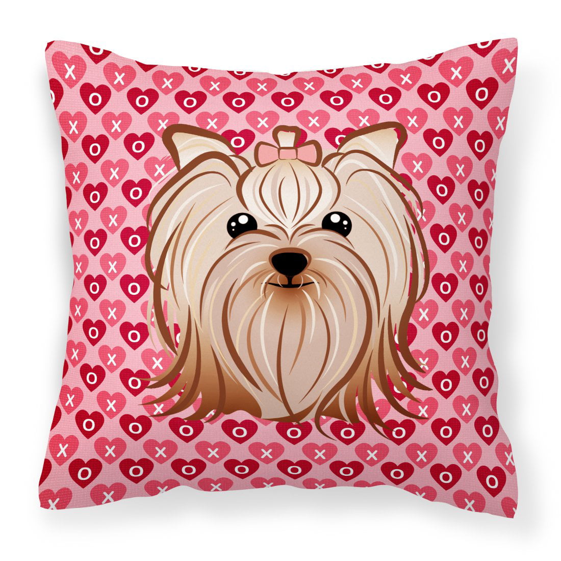 Yorkie Yorkishire Terrier Hearts Fabric Decorative Pillow