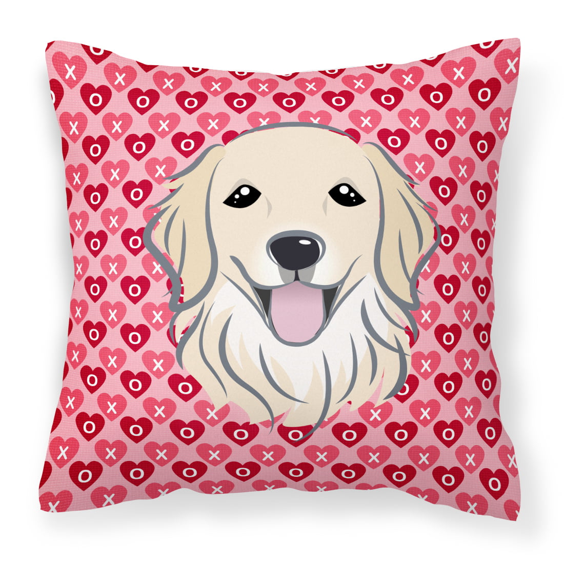Golden Retriever Hearts Fabric Decorative Pillow