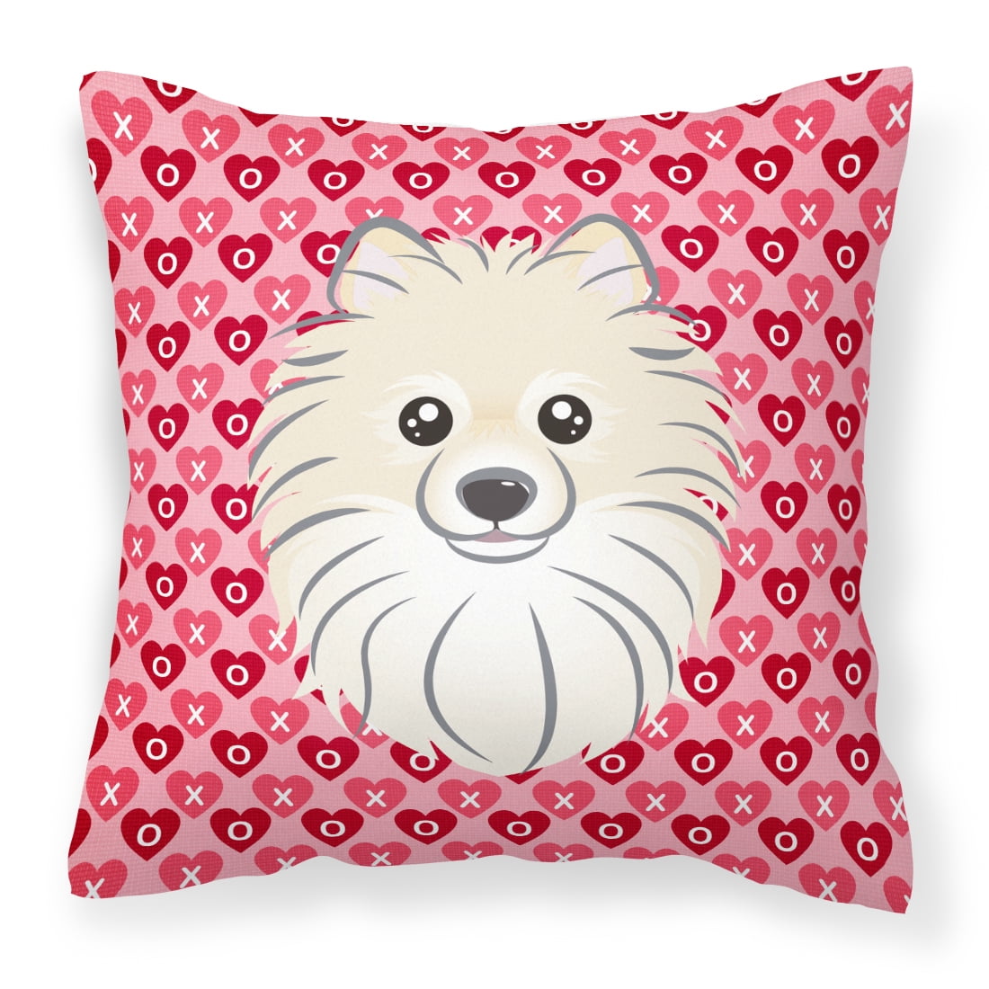 Pomeranian Hearts Fabric Decorative Pillow