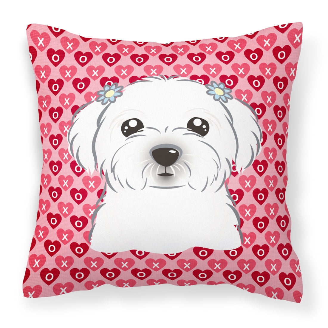 Maltese Hearts Fabric Decorative Pillow