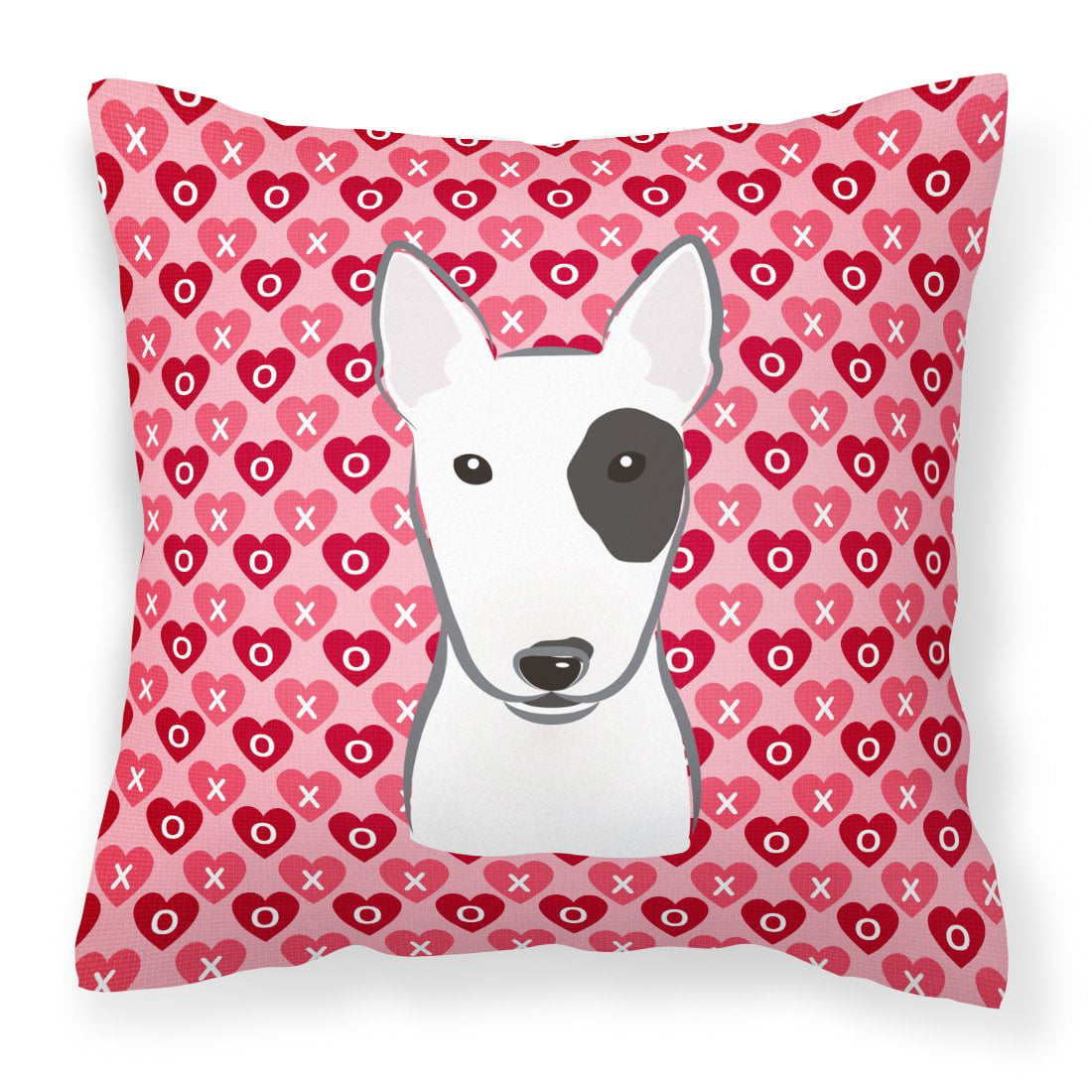 Bull Terrier Hearts Fabric Decorative Pillow
