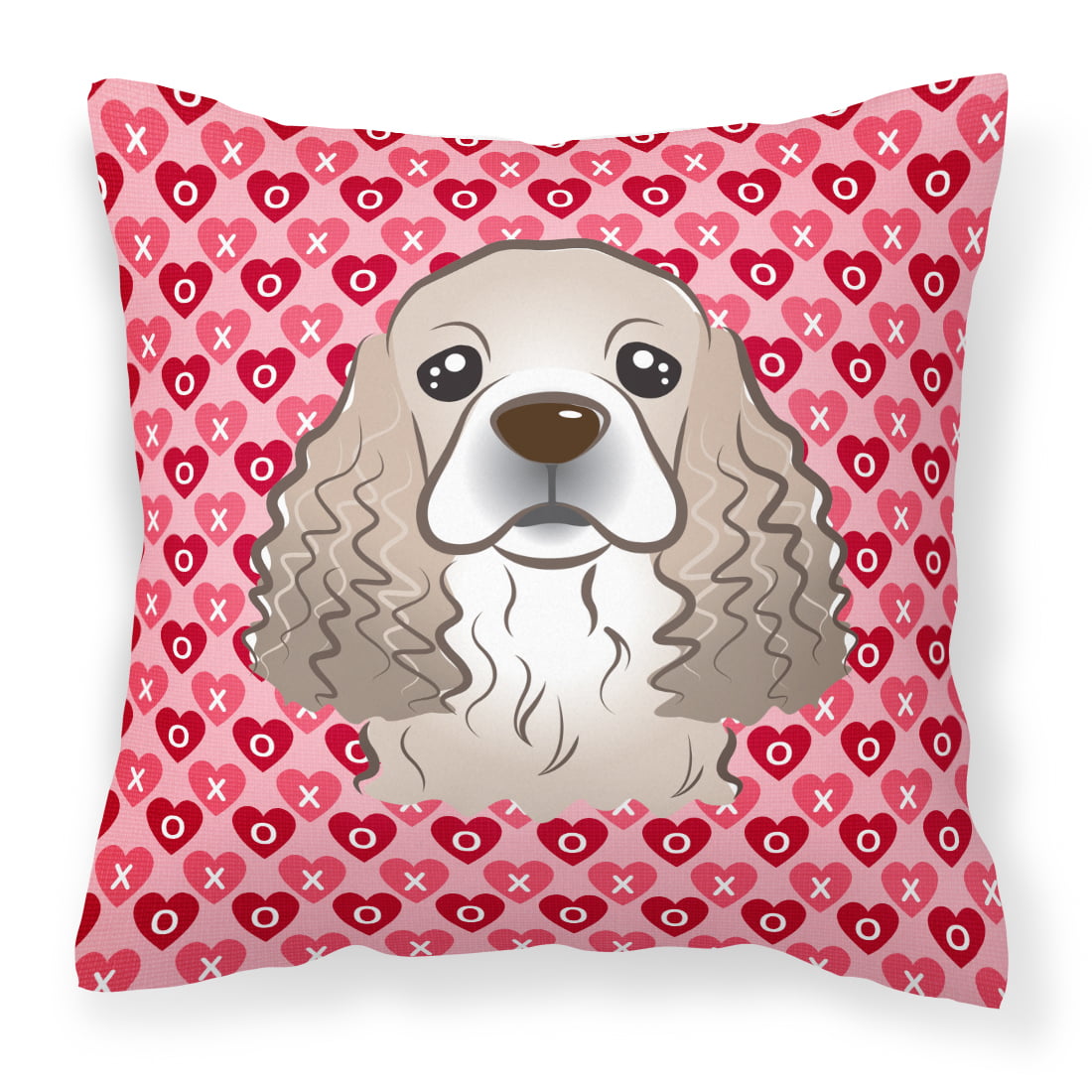 Cocker Spaniel Hearts Fabric Decorative Pillow