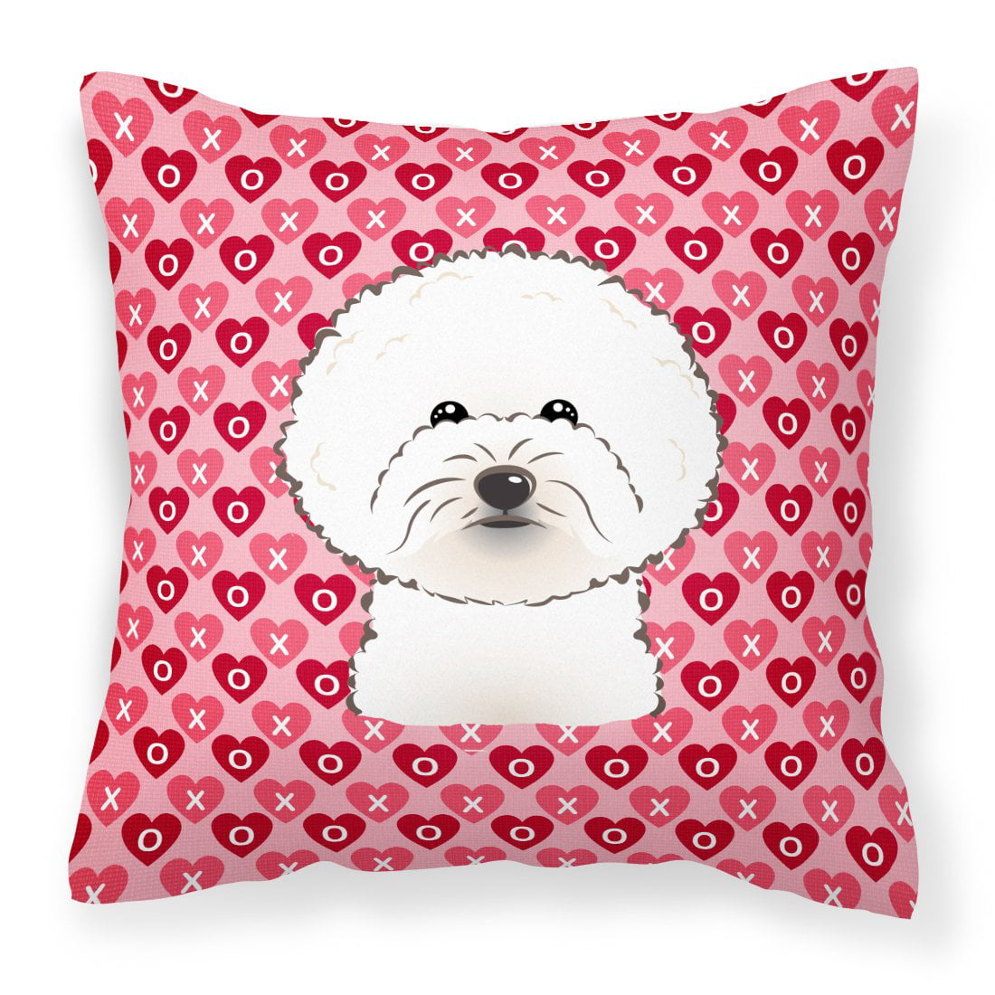 Bichon Frise Hearts Fabric Decorative Pillow