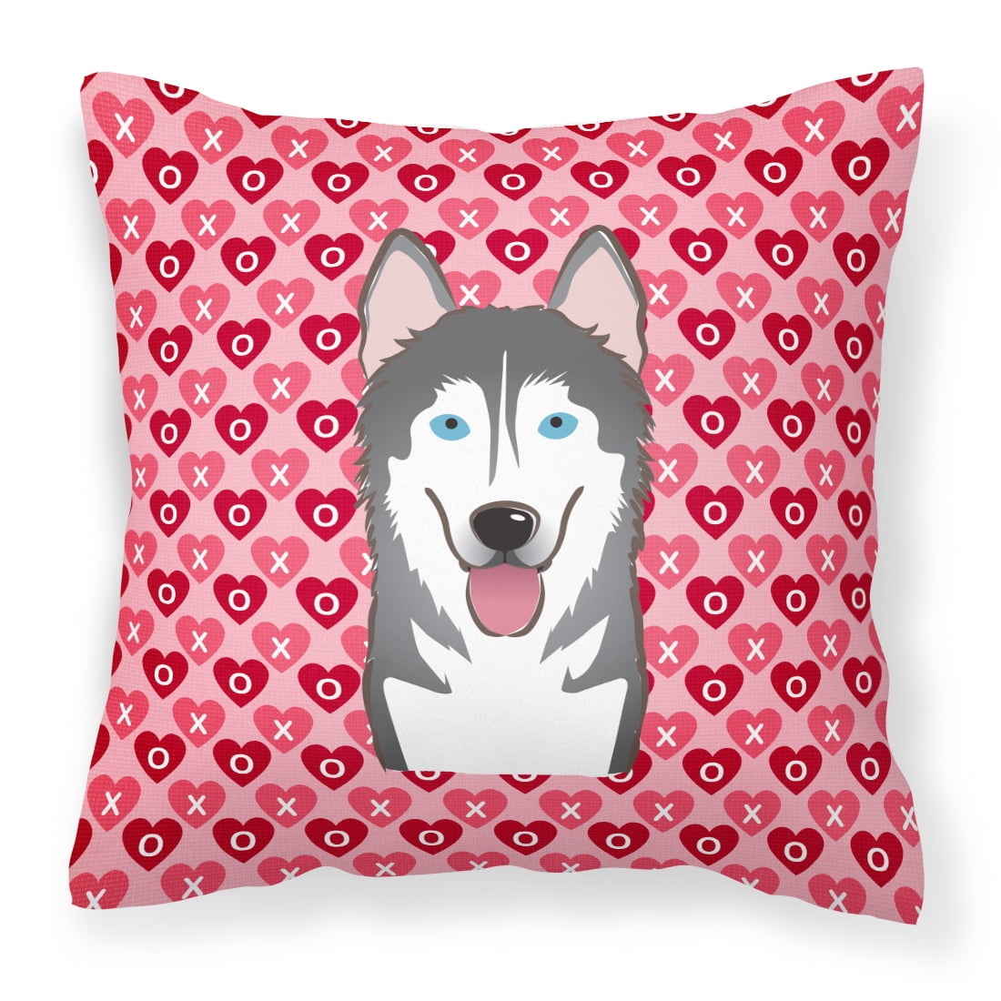 Alaskan Malamute Hearts Fabric Decorative Pillow