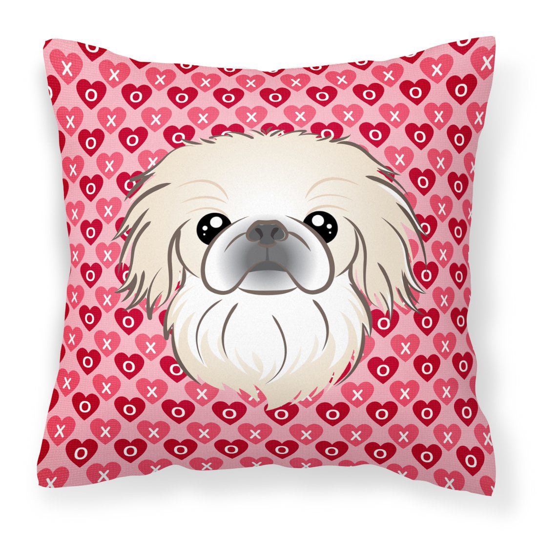 Pekingese Hearts Fabric Decorative Pillow