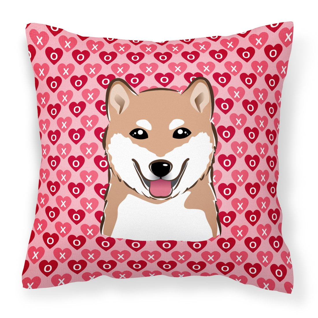 Shiba Inu Hearts Fabric Decorative Pillow