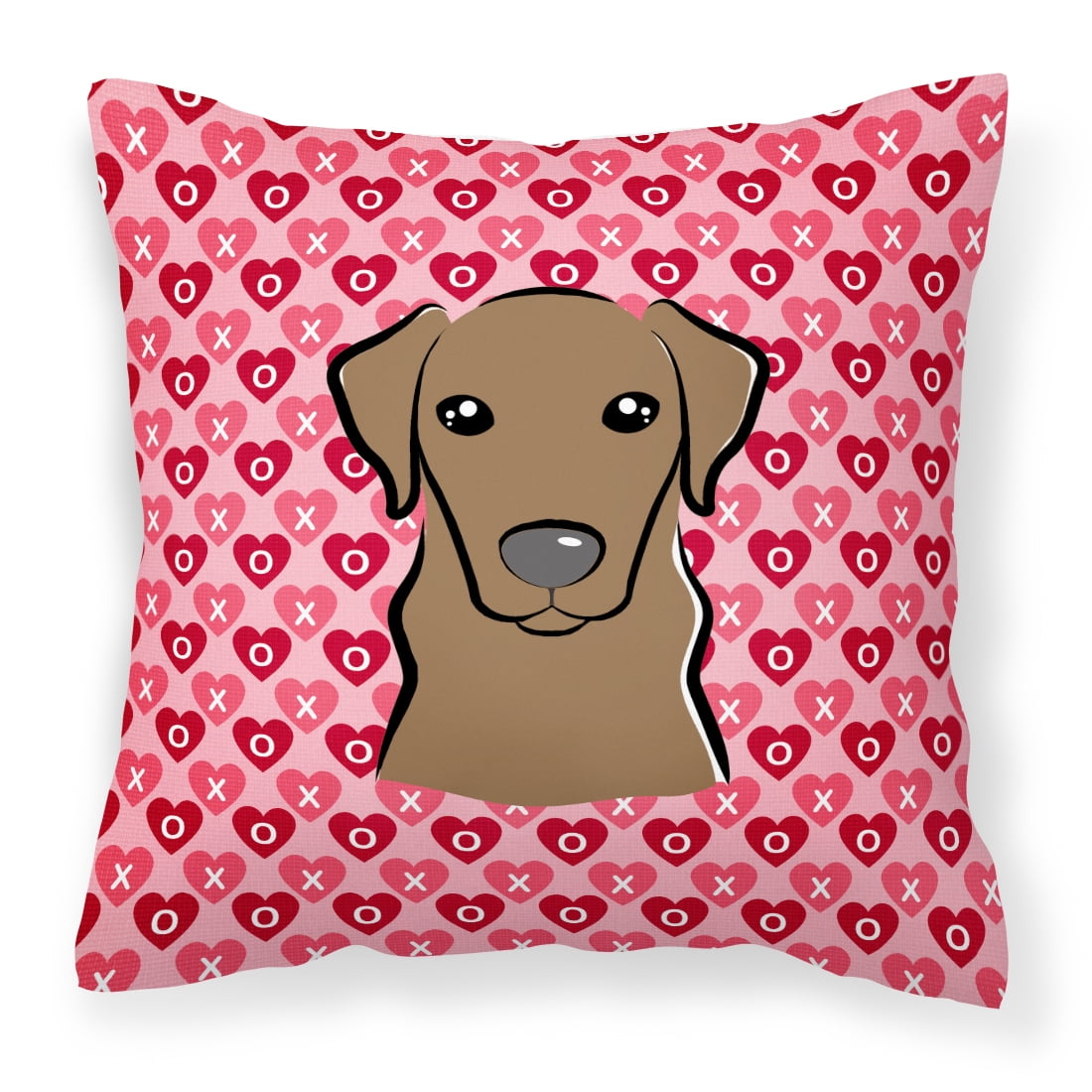 Chocolate Labrador Hearts Fabric Decorative Pillow