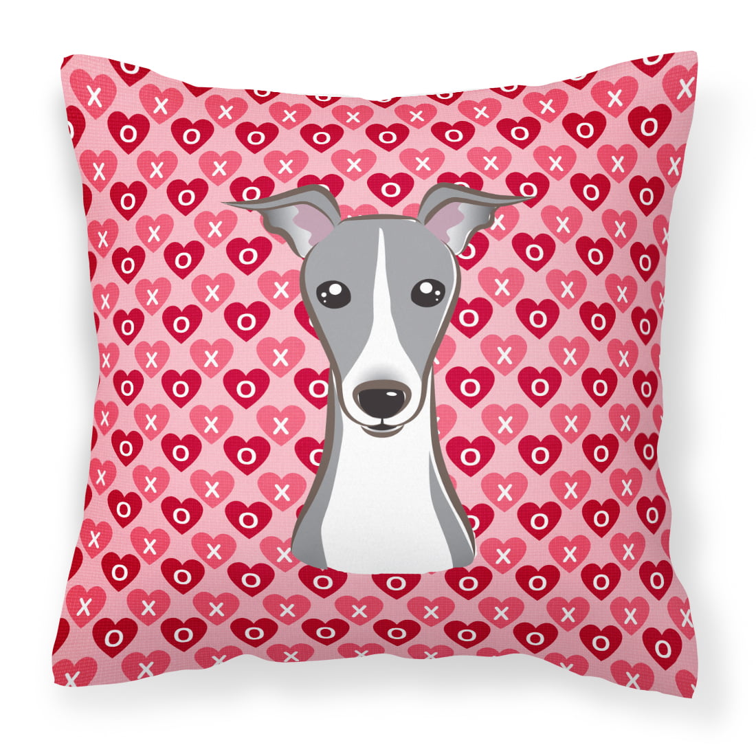 Italian Greyhound Hearts Fabric Decorative Pillow