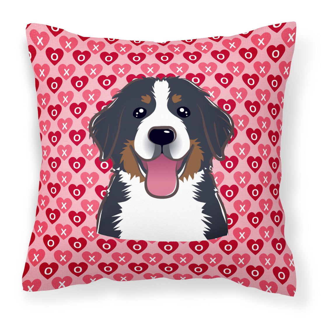 Bernese Mountain Dog Hearts Fabric Decorative Pillow