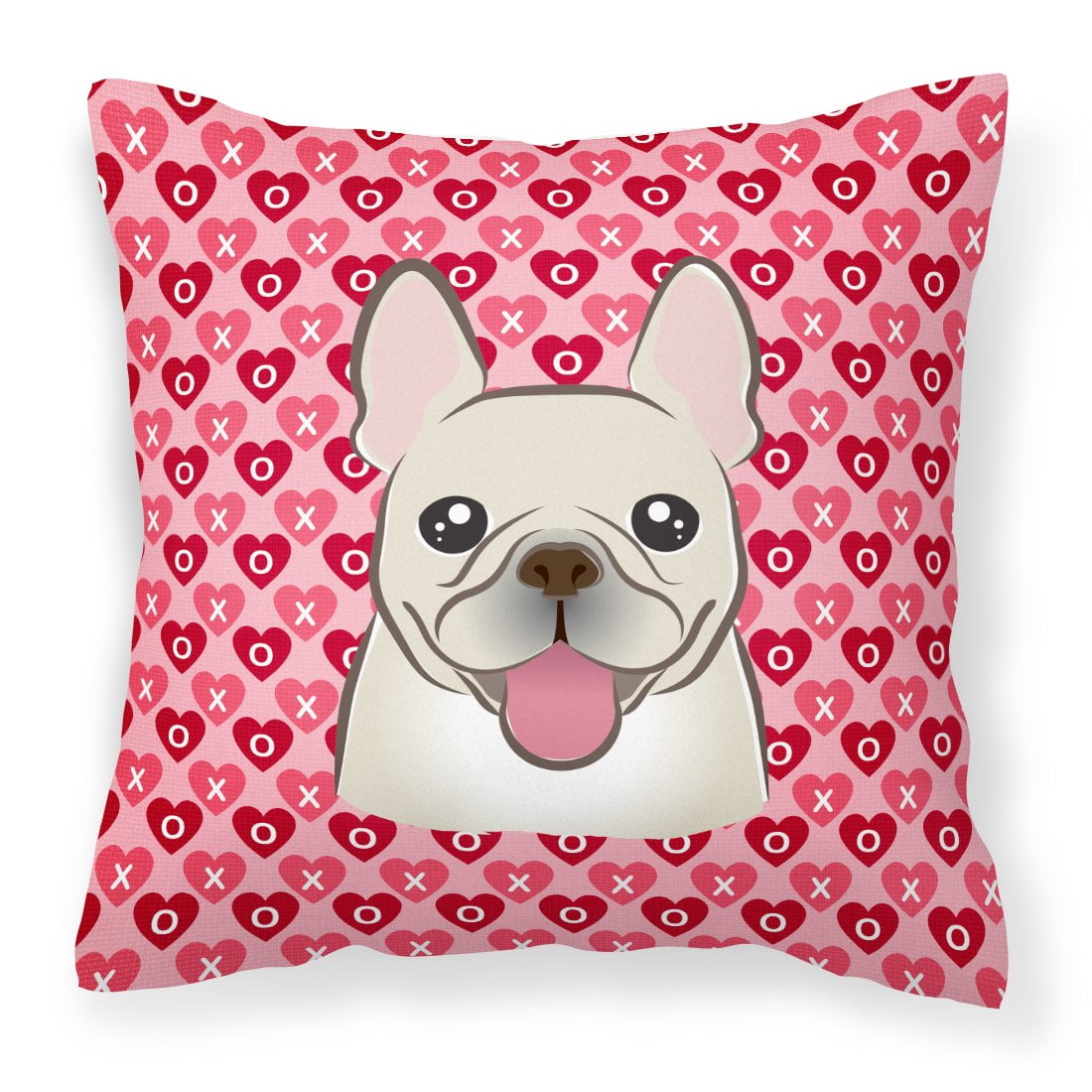 French Bulldog Hearts Fabric Decorative Pillow