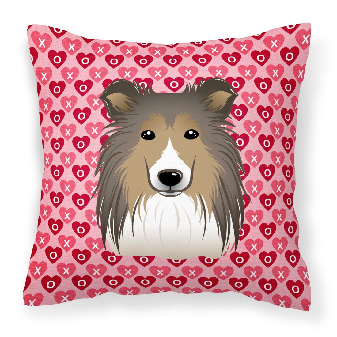 Sheltie Hearts Fabric Decorative Pillow