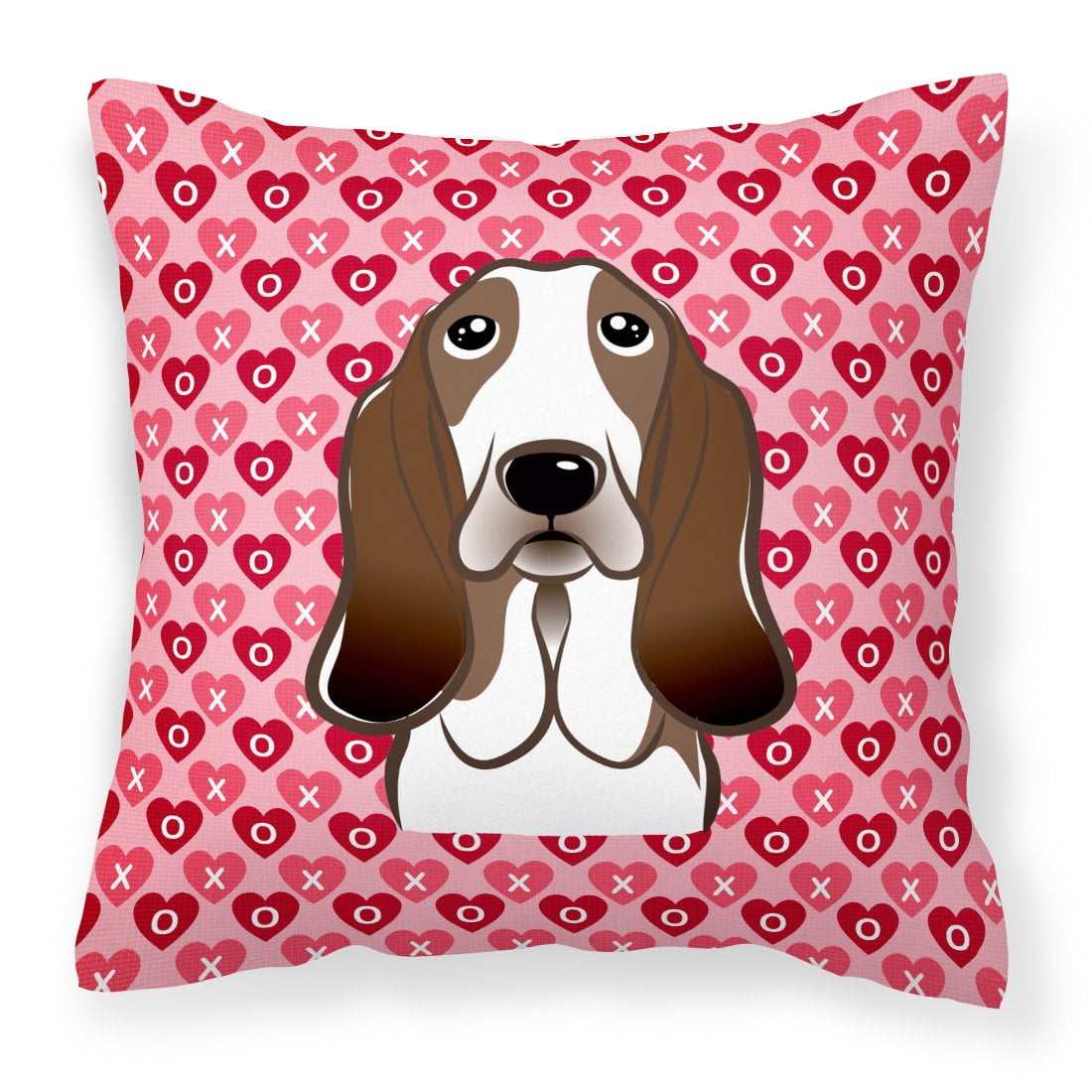 Basset Hound Hearts Fabric Decorative Pillow