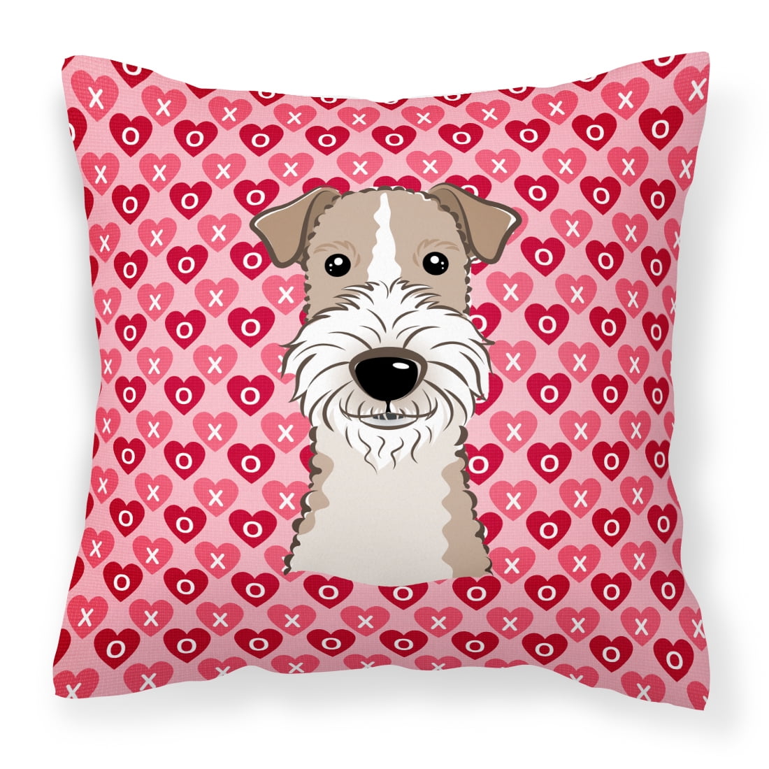 Wire Haired Fox Terrier Hearts Fabric Decorative Pillow