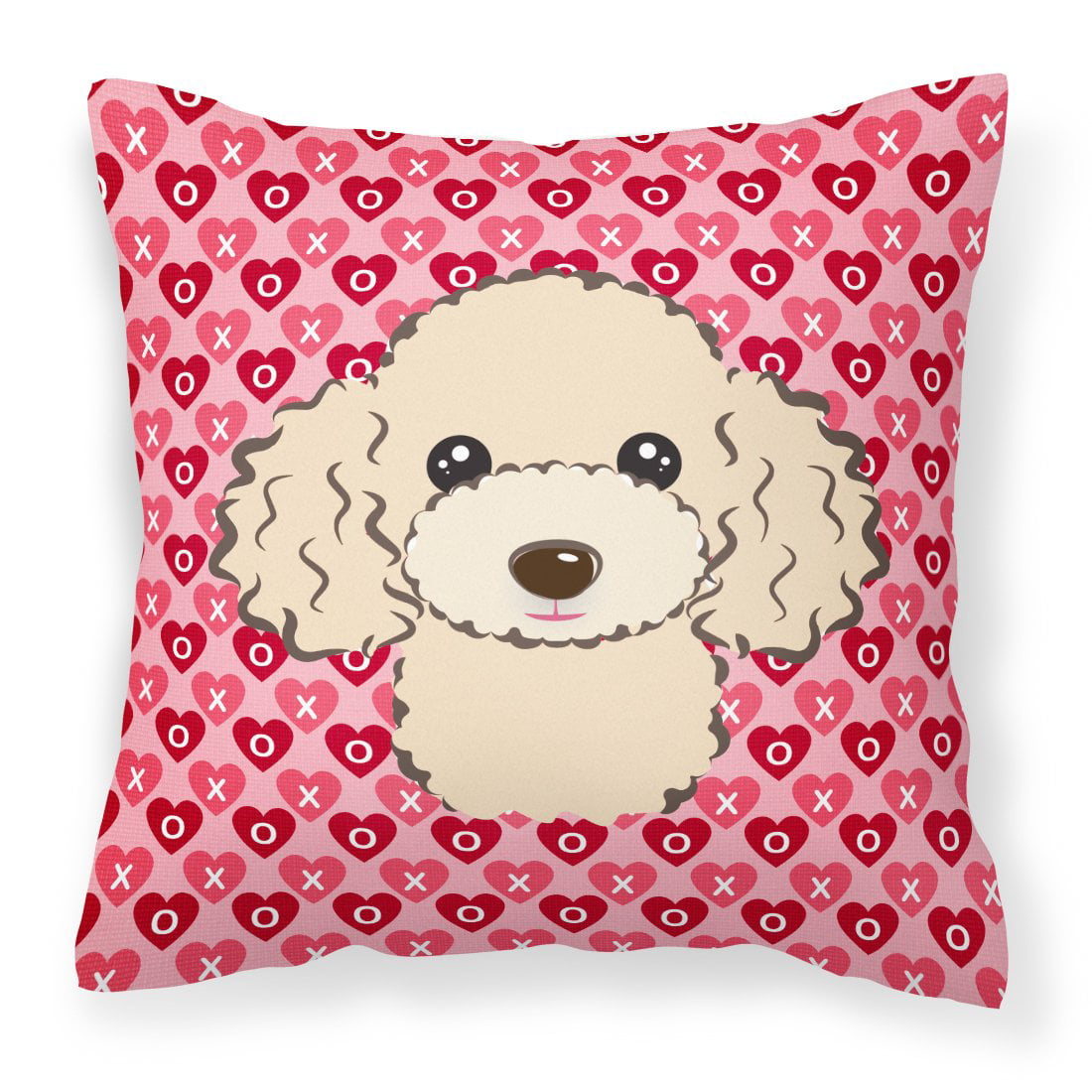 Buff Poodle Hearts Fabric Decorative Pillow