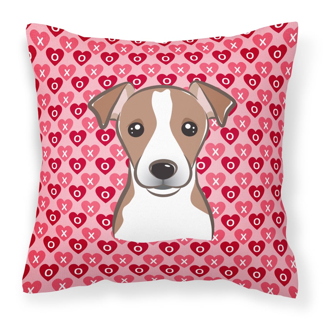 Jack Russell Terrier Hearts Fabric Decorative Pillow