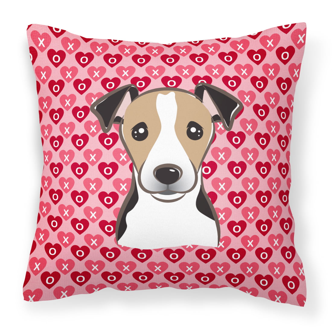 Jack Russell Terrier Hearts Fabric Decorative Pillow